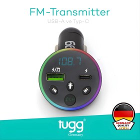 Resim Tugg Germany Tugg Fm Verici & Araç Şarj Cihazı | Bluetooth 5.0 Fm Transmitter, Çift USB + Type-C Pd Hızlı Şarj 