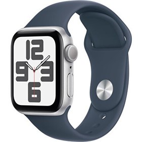 Resim Apple Watch Se Gps 40mm M/L Gümüş Alüminyum Kasa ve Storm Mavi Sport Band Apple