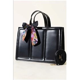 Resim Fular Detaylı Uzun Askılı Tek Gözlü Kadın Çanta 