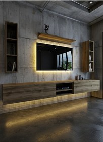 Resim Resital Ledli Duvara Monte Tv Sehpası - Ceviz - W6001-2 Ceviz 