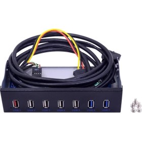 Resim Alfais 4731 Floppy Ön Panel 7 Port USB Çoklayıcı Hub 5.25 Inç USB 3.0 2.0 Hızlı Şarj Disket Yuvası 