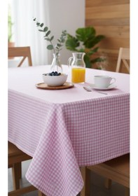 Resim 170x170 Cm Pötikare Kareli Sofra Bezi Masa Örtüsü, Piknik Örtüsü, Çok Amaçlı Şık Ve Dayanıklı Örtü Pembe 