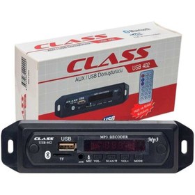 Resim Class Usb402 Araç Oto Teyp Dönüştürücü Bluetoothlu Mikrofonlu Usb Aux Girişli Tüm Araçlara Uygundur 