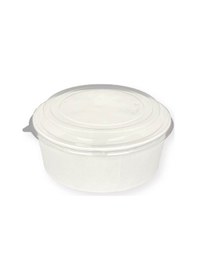 Resim 300 Adet Beyaz Karton Salata Kasesi Kapaklı 1300cc 