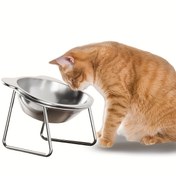 Resim BOOTEELY Paslanmaz Çelik Kedi Su Kabı Yükseltilmiş Kenarlı - Ergonomik Tasarım, Kolay Temizlenebilir Geniş Taban Boyun Desteği, Dayanıklı & Şık Kedi Mama Kabı, Kedi Su Kabı, Evcil Hayvan Su İhtiyacı İstasyonu, Modern Evcil Hayvan Aksesuarı, Kolay Temizlenebilir Malzeme 