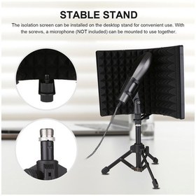 Resim Vkemall Mikrofon Gürültü Engelleyici Ekranı - Üçlü Katlı Katlanabilir - Yansımaları Azaltır - Kayıt Stüdyosu İçin - Standlı 10.1" 