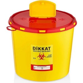 Resim 5 Litre Tıbbi Atık Kovası, Güvenli ve Dayanıklı, Sarı Renk 