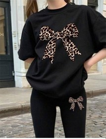 Resim My Kids Wear Leopar Baskılı Kız Çocuk Takım Siyah 