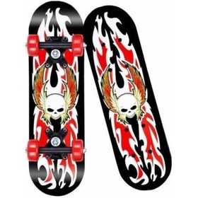 Resim Ahşap Kaykay Büyük 60 Cm 4 Tekerlekli Kaykay Skateboard Çok Renkli 