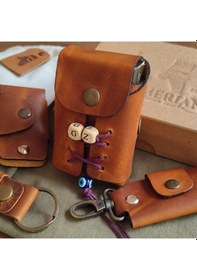 Resim Sumerian Leather Craft Deri Sigara Kılıfı Kişiye Özel Cat Sarısı 