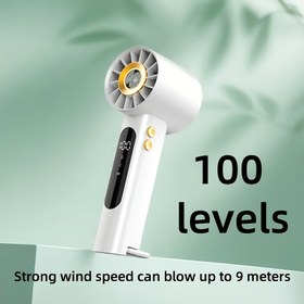 Resim 100 Hızlı Aşamalı Ayarlanabilir LED El Tipi Yüksek Hızlı Fan, USB Şarj Edilebilir Mini Taşınabilir Sessiz Üfleyici, saç tokası Turbo Şarjlı Masaüstü Fan ile İçerisinde Buzdolabı, Açık Alan Kullanımı İçin Uygun. 