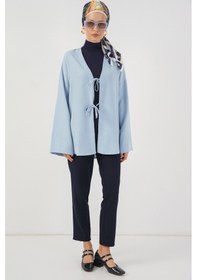 Resim Bigdart Keten Tesettür Kimono 5968 - Mavi 