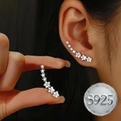 Resim Günlük Giyim, Müzik Festivalleri ve Noel için Şık 925 İnci Tırmanma Küpü Zirkonya ile Hipoalerjenik, Sevimli Takı 