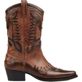 Resim FootCourt Kahverengi Deri Kadın Kovboy Çizme (Buz) 