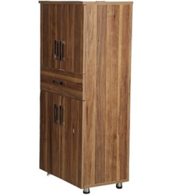 Resim Çok Amaçlı Dolap 130 CM Hard Parlak Ceviz Suntalem 4Raf 1 Çekmece Ceviz 