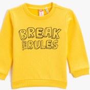 Resim Erkek Bebek Yazı Baskılı Bisiklet Yaka Sweatshirt Pamuklu 