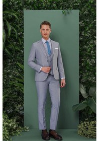 Resim Efor Tk 872 Slim Fit Gri-mavi Klasik Takım Elbise Gri - Mavi 