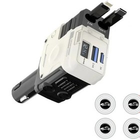 Resim Dream011 Mech Beyaz 66w Dijital Ekranlı 4ü 1 Arada Hızlı Araç Şarj Cihazı İphone Type C Uyumlu 