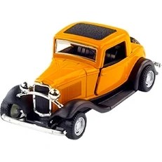 Resim Die Cast 1:32 Retro Hot Rod Çek Bırak Araba Hardal 