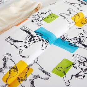 Resim Renkli Köpek Baskılı Kız Erkek Çocuk Odası %100 Pamuklu Nevresim Seti - Tek Kişilik / Çok Renkli 