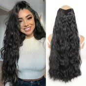 Resim Kadınlar için Çok Yönlü V-Şekilli Klipsli Saç Uzatmaları - Isıya Dayanıklı, Uzun Dalgalı Sentetik Saç Parçası 45.72cm, 55.88cm, & 66.04cm Uzunluklarda 