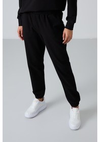 Resim Tommy Life Siyah Basic Pamuklu O Yaka Oversize Lastik Paça Kadın Eşofman Takım - 95287 Siyah 