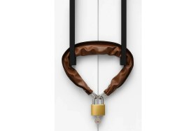 Resim Kahverengi Deri Kılıflı Zincirli Kilit Yurt Spor Salonu Dolap Kilidi Dayanıklı Kilit Asma Kilit 