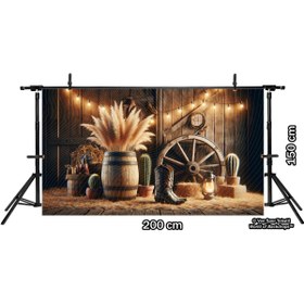 Resim Venspor Rustik Ahır Dekoru ile Çiftlik Temalı Arkaplan, 200x150cm, Fon, Duvar Örtüsü 
