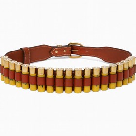 Resim Deri Fişeklik Kemer - 110 cm / 20 Kalibre / Taba 