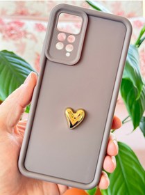 Resim Fibaks Redmi Note 11 Pro/12 Pro 4G Kılıf 3D Kalp Tasarımlı Kahverengi Desenli Kamera Korumalı Kapak 