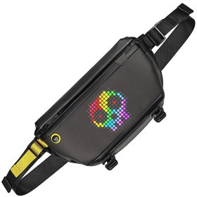 Resim Divoom Pixoo Slingbag Ledli Ekran APP Kontrollü Cross Body Siyah Çapraz Bel Çantası 
