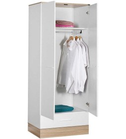 Resim adoremobilya Base Genç Odası 2 Kapılı Tek Çekmeceli Gardırop - Italyan Meşe/Be 