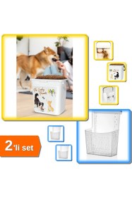 Resim HerEveOyuncak Kapaklı 6 LT Mama Saklama Kabı + Şeffaf Dolap Kapağına Asılabilen Deterjan Organizer - 2li Set U3L8S 