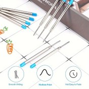 Resim 10 adet 9.9cm Metal Tükenmez Kalem Yedekleri Mavi Mürekkep Çubukları 1.0mm Orta Nokta Rulo Bilye Kalemler Yedek 