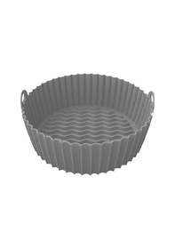 Resim River World 20 CM'lik Gri Renkte Isıya Dayanabilen ve Yıkanabilen Yuvarlak Silikon Airfryer ve Fırın Matı 