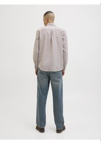 Resim Jack & Jones Erkek Keten Karışımlı Gömlek - Summer - 12269315 Crockery Çok Renkli 