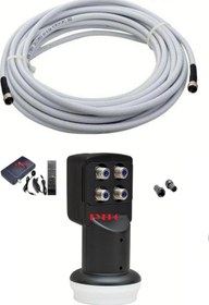 Resim 50 Metre Uydu Anten Kablosu +4 Lü Lnb+Hd Uydu Cihazı+4 F Konnektörlü Set Hazır 