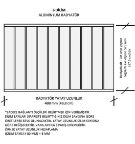 Resim Alurad Alüminyum Panel Radyatör Klasik 600 x 480 Ral 7016 Radyatör 