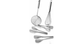 Resim Özbience Şık Çelik 5 Parça Mutfak ve Servis Seti, Dayanıklı ve Modern Tasarım 