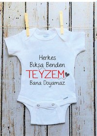 Resim Tuğbababy Baby Teyzem Bana Doyamaz Baskılı Bebek Body Zıbın Kız Erkek Beyaz 