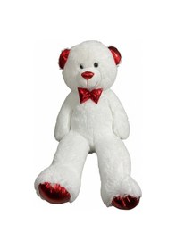 Resim Parlak Papyonlu Peluş Ayı 100 Cm 27105 Beyaz Çok Renkli 