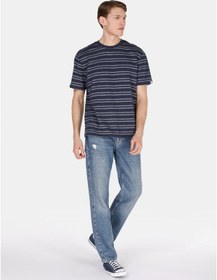 Resim Colin's Colins Comfort Fit Yuvarlak Yaka Çizgili Erkek Lacivert Kısa Kol Tişört Cl1073624 Q1.v1 Nav Lacivert 