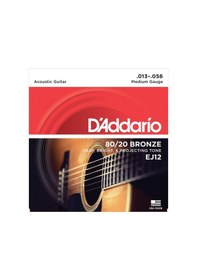 Resim D'addario Ej12 80/20 Bronze Akustik Gitar Tel Seti - 13-56 Medium Profesyonel Güçlü Ses Hacmi, Sert Tansiyon, Kristal Netliğinde Tizler Ve Yüksek Volüm 
