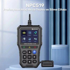 Resim NPO NPC519 2.8" Türkçe OBDII/EOBD+CAN Modlu 60000 Hata Hafızalı Araç Arıza Tespit/Silme Cihazı 