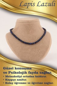 Resim OSMANLI DEĞERLİ TAŞ Sertifikalı Lapis Lazuli 6mm Kolye(DÜĞÜMSÜZ) 