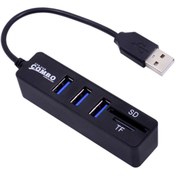 Resim WOZLO 3 Port Usb 2.0 Çoklayıcı Hub Kart Okuyucu 2 In 1 Combo Sd / Tf 