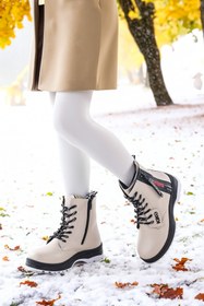 Resim Kiko Kids Fashion Cilt Fermuarlı Termo Taban Kız Çocuk Bot Bej 