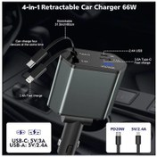 Resim Challenger 4ü 1 Arada Hızlı Araba Şarj Cihazı 66w Geri Çekilebilir Kablo İos Ve Type C Uyumlu Tekno Metal Üflemeli Rüzgar 