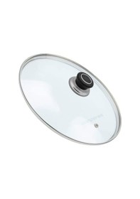 Resim Tencere Sahan Tava Cam Kapağı Buhar Delikli Kapak 20 Cm Siyah Tutma Tepesi 