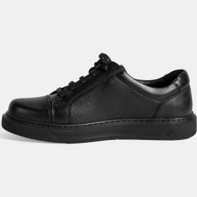 Resim Desa Kadın Siyah Bağcıklı Fermuar Detaylı Deri Sneaker 